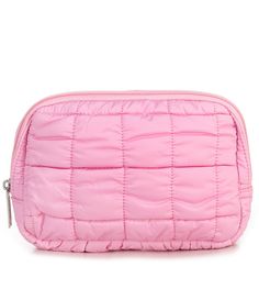 From Iscream&#x2C; this bag features:Quilted designAdjustable strapTop-zip closureOne exterior pocketLinedNylonOne size approx. 8" W x 5.5" H x 2" DSpot cleanImported. Quilted Nylon Bag For School, Quilted Nylon School Bag, Pink Nylon Travel Cosmetic Bag, Pink Nylon Pouch Cosmetic Bag, Pink Nylon Cosmetic Pouch, Nylon Pouch Cosmetic Bag For School, Quilted Belt Bag, Cos Bags, Pink Pouch