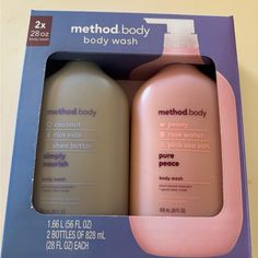 New Large Shea Butter, Method Body Wash Pure Peace, Method Body Wash, Pink Sea Salt, Rice Milk, Rose Water, Bath Accessories, Body Wash, New Color