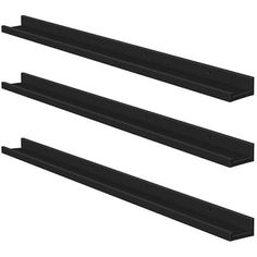 three black shelfs are shown against a white background