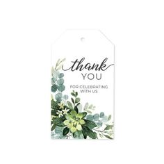 thank you for celebrating with us gift tags, set of 20 - green florals