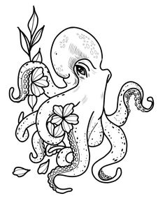 an octopus with flowers on its back