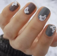 French Manicure Long Nails, Bears Nails, Cute Simple Nails, Short Nail, Sopot