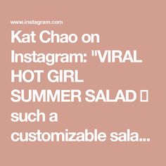 Kat Chao on Instagram: "VIRAL HOT GIRL SUMMER SALAD 🥗
such a customizable salad that’s perfect for meal prep. pair with a protein and some tortilla chips and it’s the perfect meal ✨
recipe made viral by: @jayrianicole

Viral Hot Girl Summer Salad ⬇️:

bell peppers
red onion
cucumber
pepperoncini
feta cheese
paprika 
salt & pepper 
garlic powder

you can make your own vinaigrette or you can add bottled oil & vinegar dressing

my easy vinaigrette ⬇️:
1/3 cup extra virgin olive oil
2 tbsp red wine vinegar 
1 tbsp Dijon mustard
1 tbsp maple syrup
1 tsp garlic powder or 2 minced garlic cloves
juice of half of lemon
pinch of salt and pepper
1 tsp paprika 

#hotgirlsummersalad #summersalad #saladrecipe #easyrecipes #healthyrecipes #viralfood #mealprepideas" Easy Vinaigrette, Oil Vinegar Dressing, Simple Vinaigrette, Vinegar Dressing, Hot Girl Summer, Summer Salad