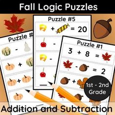 fall math worksheets for addition and subtraction