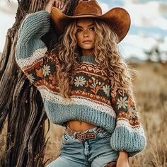 Boho Style Outfits Winter, Style Outfits Winter, Ranch Girl, Oversized Knitted Sweater, Linen Dress Pants, Elegant Style Women, Boho Mode, Sleeve Placket, Boho Style Outfits