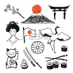 Japanese Drawings, Japan Tattoo, Japan Culture, Travel Logo, Japan Art, Japanese Culture