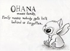 an image of a cartoon character with the words ohana written on it in black and white