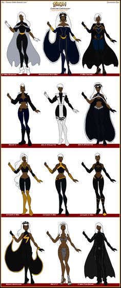 an image of different types of superheros in various poses and sizes, all with their respective costumes