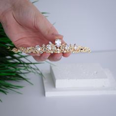 Crystal bridal tiara for your wedding day! Make a statement appearance wearing this bridal headpiece made from high quality lab grown diamonds. This crown is available in silver, gold and rose gold colors. Super shiny Here is the link for earrings if you want to buy them as well: https://www.etsy.com/listing/1295242876/bridal-necklace-gold-wedding-jewelry-set?ref=listings_manager_grid High quality guaranteed by Latasha Bridal! SHIPPING: Standard Shipping: 4-6 business days Priority mail Shipping Wedding Tiara Gold, Bridal Crown Crystal, Gold Bridal Crowns, Tiara Gold, Rose Gold Tiara, Crown Crystal, Gold Bridal Necklace, Crystal Bridal Tiaras, Gold Tiara