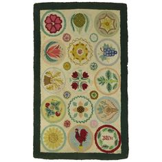 a rug with many different designs on it