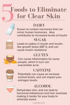 It's true––clear skin starts from within.  I dropped these 5 foods and naturally healed my skin. On the blog, I break down the foods to ditch and exactly why you need to ditch them.  Say goodbye to breakouts.  Follow these clear skin tips to naturally heal acne. How To Heal Hormonal Acne, Get Rid Of Clogged Pores, Best Foods For Skin, Foods For Clear Skin, Clear Skin Diet, Estrogen Hormone, Bad Acne, Acne Causes, Clear Skin Tips