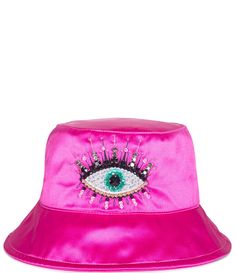 From Kurt Geiger&#x2C; this hat features:Bucket hatPolyesterLined with cotton poplin Approx. 2.5" length Approx. 22.8'' circumferenceWipe cleanOne size Imported. Pink Flat Brim Bucket Hat, Pink Flat Brim Bucket Hat For Spring, Spring Pink Flat Brim Bucket Hat, Evil Eye Crystal, Womens Hats, Liv Morgan, Spring Color Palette, Bucket Hats, Kurt Geiger