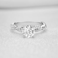 Shown in 1.0 Carat * The Amelia Diamond Twist Engagement Ring | Lisa Robin#_shape-round Twisted Infinity Engagement Ring, Country Engagement Rings Westerns, Engagement Rings Low Profile, Unique White Gold Engagement Rings, Engagement Rings Twisted Band, Twist Engagement Rings, Wed Rings, Small Simple Engagement Rings, Small Wedding Rings