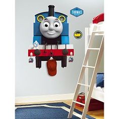 thomas the tank engine wall decal in a child's bedroom