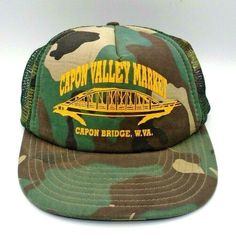 Vintage Capon Valley Capon Bridge West Virginia Mesh Camo Trucker Hat Cap Cowboy Ethics, Camp Merch, Cap Reference, Koe Wetzel, Camo Trucker Hat, Vintage Trucker Hats, Vintage Cap, Cap Design, Hat Cap