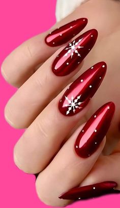 Red Nails Christmas Design, Festive Nails Christmas Red, Red And Glitter Nail Designs, Red Sparkle Christmas Nails, Crveni Nokti, Red Christmas Nail Designs, Red Sparkle Nails, Festive Backdrop, Winter Whimsy