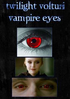 the cover of twilight volturi vampire eyes, with two red eyes and one black eye