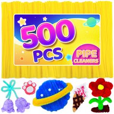 the 500 pc pipe cleaner kit includes various items to make it easier for children to use