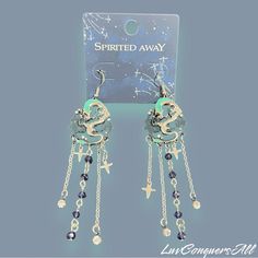 Studio Ghibli Spirited Away Haku Bling Drop Earrings Product Details: Dangle Earrings Alloy; Zinc; Acrylic New ***Sold Out And Out Of Stock*** Rare And Hard To Get*** Coraline Earrings, Studio Ghibli Jewelry, Ghibli Jewelry, Magical Accessories, Fairy Jewelry, Her Universe, Jewelry Studio, Hard To Get, Blue Earrings