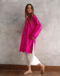 Amna Chaudhry, Simple Kurta, Kurta Patterns, Simple Kurta Designs, Modest Dresses Casual, Traditional Indian Outfits, Dress Design Patterns, Desi Style