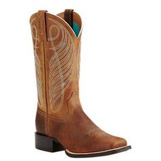 Ariat Round Up Wide Square Toe Western Boots for Ladies - Dusted Brown - Womens Ariat Boots, Brown Western Boots, Square Toe Western Boots, Ariat Boots, Western Boots Women, Square Toe Boots, Western Boot, Girls Outfits, Toe Boots