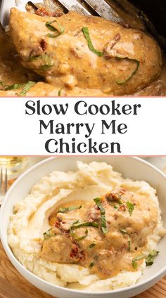 slow cooker mary me chicken with mashed potatoes