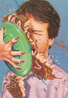 a woman holding a green frisbee in front of her face with lots of sprinkles on it