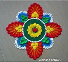 a colorful flower design on the floor