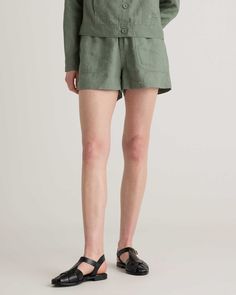 Women's 100% European Linen Shorts Relaxed Fit Linen Shorts For Vacation, Casual Linen Shorts For Spring, Relaxed Linen Shorts For Vacation, Relaxed Linen Shorts For Summer, Linen Loungewear Shorts With Elastic Waistband, Linen Lounge Shorts With Elastic Waistband, Linen Shorts With Elastic Waistband For Loungewear, Comfortable Linen Short Bottoms, Comfortable Linen Summer Bottoms