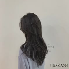 Wolfcut Hair Long Asian, Black Long Wolfcut, Asian Long Hair Cuts With Layers, Korean Black Hair, V Cut Hair, Shot Hair Styles