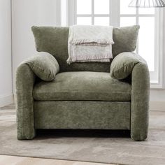 Chenille Oversized Armchair - Modern Accent Chair & Single Sofa Lounge, 34'' Wide, Comfortable Seating for Living Room & Bedroom, Green Oversized Armchair, Contemporary Lounge Chair, Sofa Lounge, Bedroom Seating, Large Armchair, Interior Design Themes, Modern Accent Chair, Modern Armchair