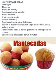 a recipe for muffins with instructions on how to bake them in spanish