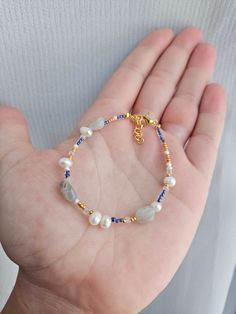 Moonstone and freshwater pearl bracelet with seed beads and gold findings 🔹 View my other glass bead jewelry here:     https://www.etsy.com/shop/LowTideJewel 🔹Handcrafted by LowTideJewel from Petoskey, MI Pearl Diy, Glass Bead Jewelry, Pearls Diy, Glass Beads Jewelry, Freshwater Pearl Bracelet, Shell Bracelet, Moonstone Beads, Glass Bracelet, Pearl Shell