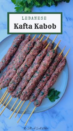 Lebanese kafta kabob Beef Kafta In Oven, Oven Kebab Recipes, Kafta Kebab Recipes, Greek Kebab Recipes, Kafta Skewers, Beef Kabobs In Oven, Chicken Kafta Recipe, Koobideh Kabob Recipe