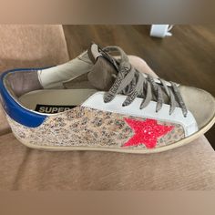 Purchased At Bergdorf Goodman 10/22. Size 38. Box And Dust Bag Included. Selling Because They Are A Bit Small For Me. I’ve Probably Worn Them 12 Times. Original Price $575 These Are 100 Percent Authentic. Colorful Golden Goose, Kids Golden Goose Sneakers, Golden Goose Sneakers Glitter, Unique Golden Goose, Golden Goose Ball Star, Goose Shoes, Golden Goose Shoes, Super Star, 10 22