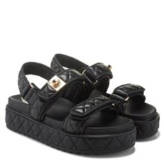 Platform Sandals Black, Sandal Style, Dream Style, Famous Footwear, Black Quilt, Summer Look, Sandal Fashion, Hook And Loop