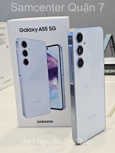 the new samsung galaxy as5g phone is on display at an electronics showroom