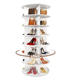 a white shelf with several pairs of shoes on it and the number 350 in front