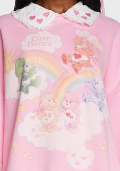 Care Bear Clothes, Care Bears Aesthetic Outfits, Soft Pastel Outfits, Yumi Kawaii, Graphic Heart, Silly Clothes, Embroidered Hearts, Kawaii Clothing, Bear Sweater