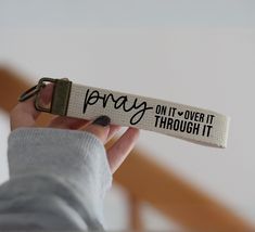 Pray On It Over It Throught It Key Fob - Christian Gift - Heat pressed vinyl - Material : Cotton webbing - Approx. length Including hardware: 1 x 6 inch - Production time: 1-3 business days - Made with lots of LOVE in Montreal,QC :) **Please note that the length of keychain & colors may vary slightly from photos. Thank you for visiting LoveySlimey Shop, if you have any questions or request please contact us ❤ Christian Keychain, Cute Car Decals, Pray On It, Country Girl Life, Christian Shirts Designs, Country Couples, Faith Gifts, Heat Press Vinyl, Faith In Love