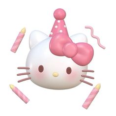 an image of a hello kitty balloon with candles