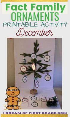 a christmas tree with the words fact family ornaments printable activity