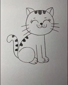 a drawing of a cat that is sitting down