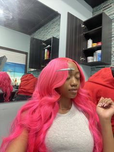 Colored Hairstyles, Pink Wig, Hair Laid, Hair Ponytail Styles, Ponytail Styles