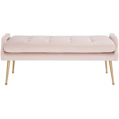 a pink bench with gold legs on a white background