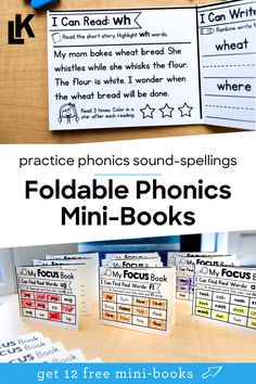 the foldable phonics mini books for kids to practice reading and writing skills