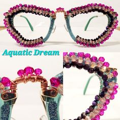 "I call them \"Accessories for Your Soul\", where you can wear them everywhere, indoors, outdoors. Made with Austri, Bicone Crystals and Copper wiring that adds grounding. Some Sunnies do have lenses, but most do not." Crystals, Lenses, Sunglasses, Purple, Eyewear Sunglasses, Your Soul, Sunglasses Accessories, Sunnies, Copper