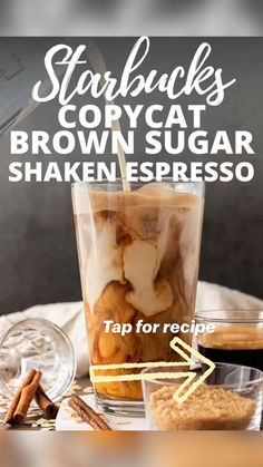 starbucks's caramel brown sugar shaker recipe with text overlay that reads starbucks's caramel brown sugarshake