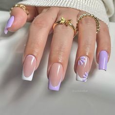 Lilac Nails, Purple Acrylic Nails, Spring Acrylic Nails, Lavender Nails, Colorful Nails, Casual Nails, Acrylic Nails Coffin Short, Short Acrylic Nails Designs, Square Acrylic Nails