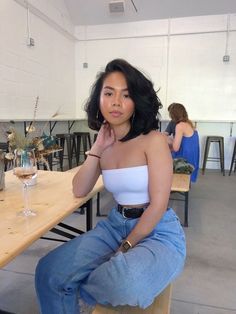 Tube Top Outfits, White Tube Top, Mom Jeans Outfit, Romper Outfit, Outfits Casual, Looks Style